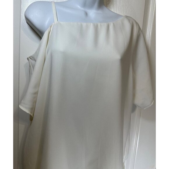Chico Black Label Asymmetrical Off-Shoulder White Chiffon Blouse, SZ 0 - Picture 4 of 9